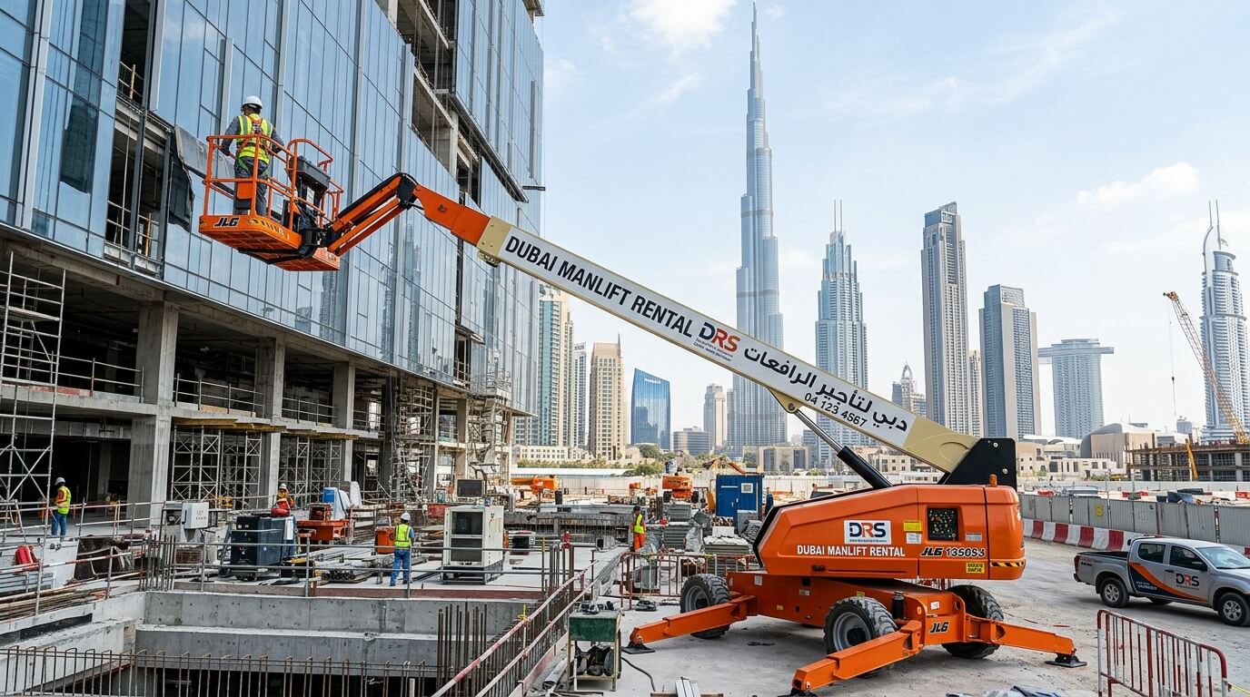 Construction equipment at a site in Dubai