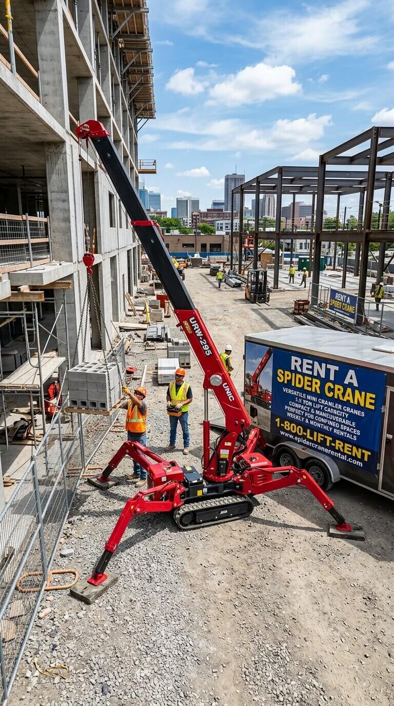 Boom lift equipment at construction site