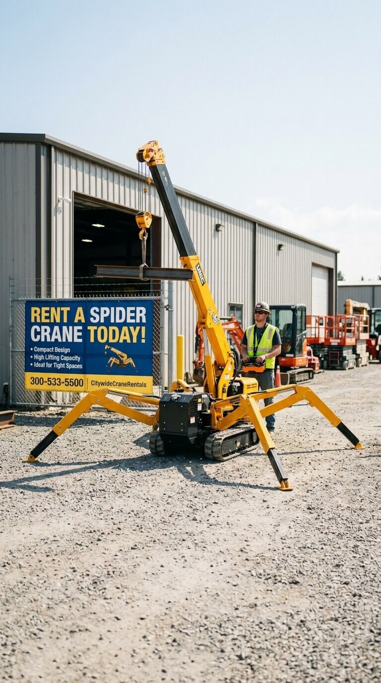 Boom lift equipment at construction site